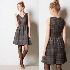 ANTHROPOLOGIE MOULINETTE SOEURS Dress‎ Women’s Tweed Fit Flare Metallic Size 0